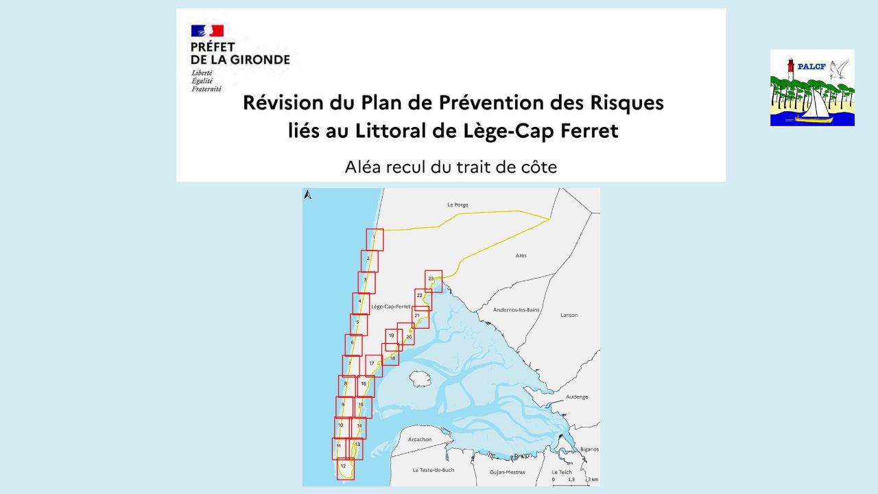 Carte des aleas de recul de Lège-cap Ferret.